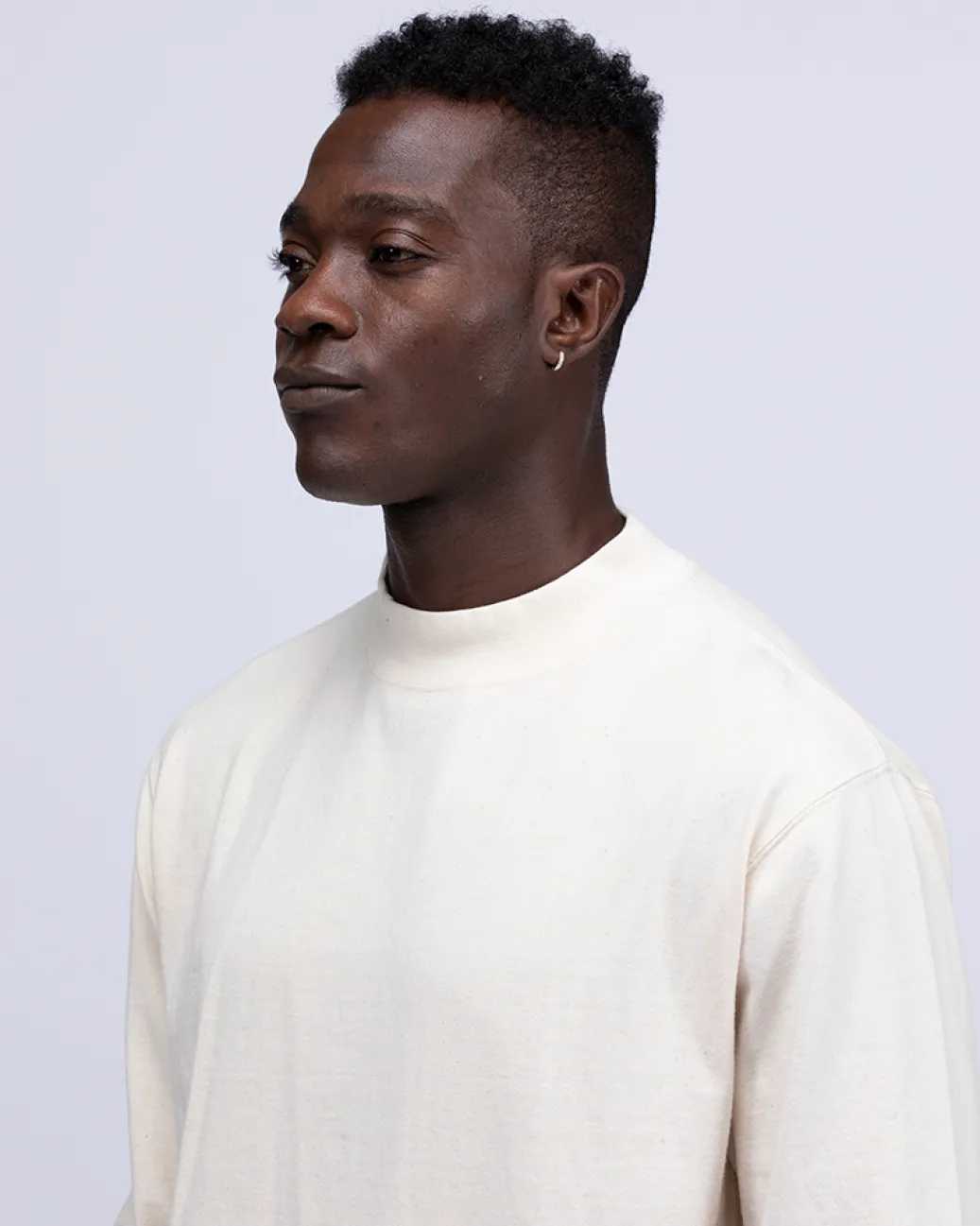 Recycled Cotton Mockneck Long Sleeve T-Shirt