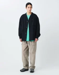TAKIBI Herringbone Collarless Jacket