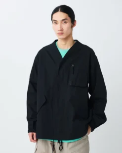 TAKIBI Herringbone Collarless Jacket