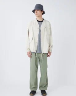 TAKIBI Herringbone Collarless Jacket