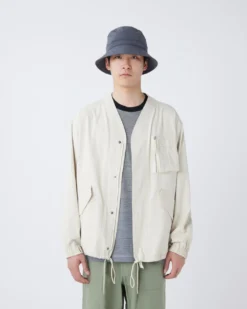 TAKIBI Herringbone Collarless Jacket